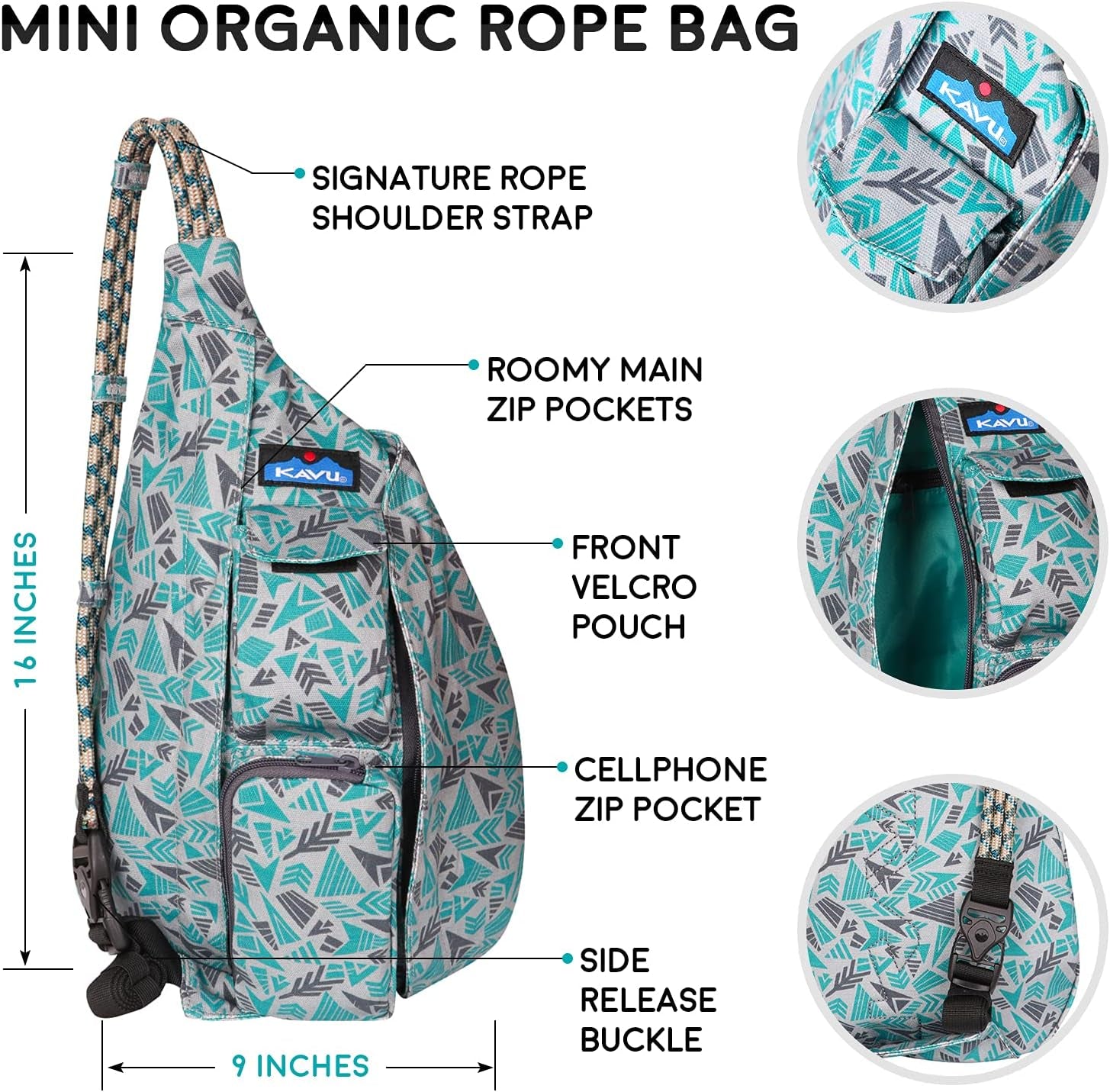 Mini Organic Rope Bag Sling Crossbody Backpack - Arrow Mix