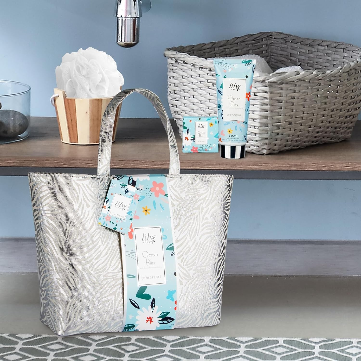 Perfumes Spa Gift Baskets Set Spa Bath Gift Set Bath and Body Gift Basket Set for Women and Men 18 Pcs Gifts Basket Set Spa Kit Christmas Birthday Gifts Set for Fathers Day Mothers Day